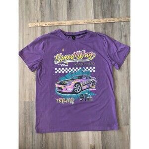 Romwe Men’s Speedway T-Shirt MED Purple Car Street Racer